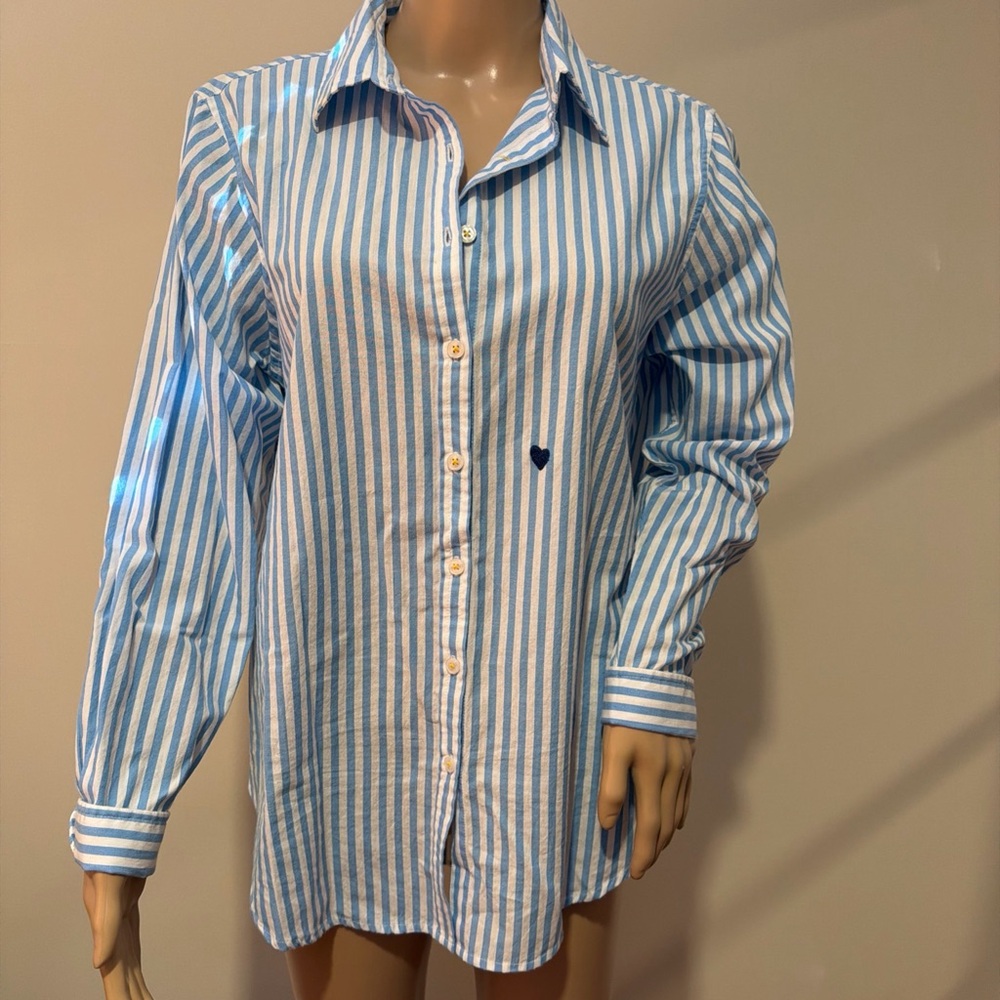Kerri Rosenthal Striped Cotton Button Down Shirt Size M